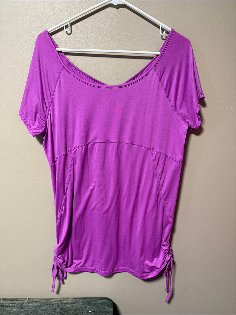 GAP Short Sleeve Ruched Side Tunic - Bright Magenta